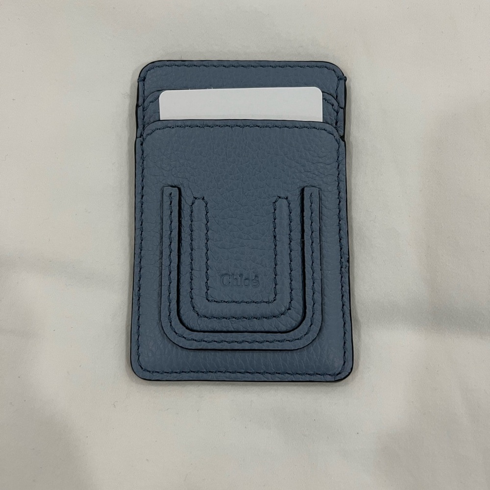 Grained calfskin card holder in Blue